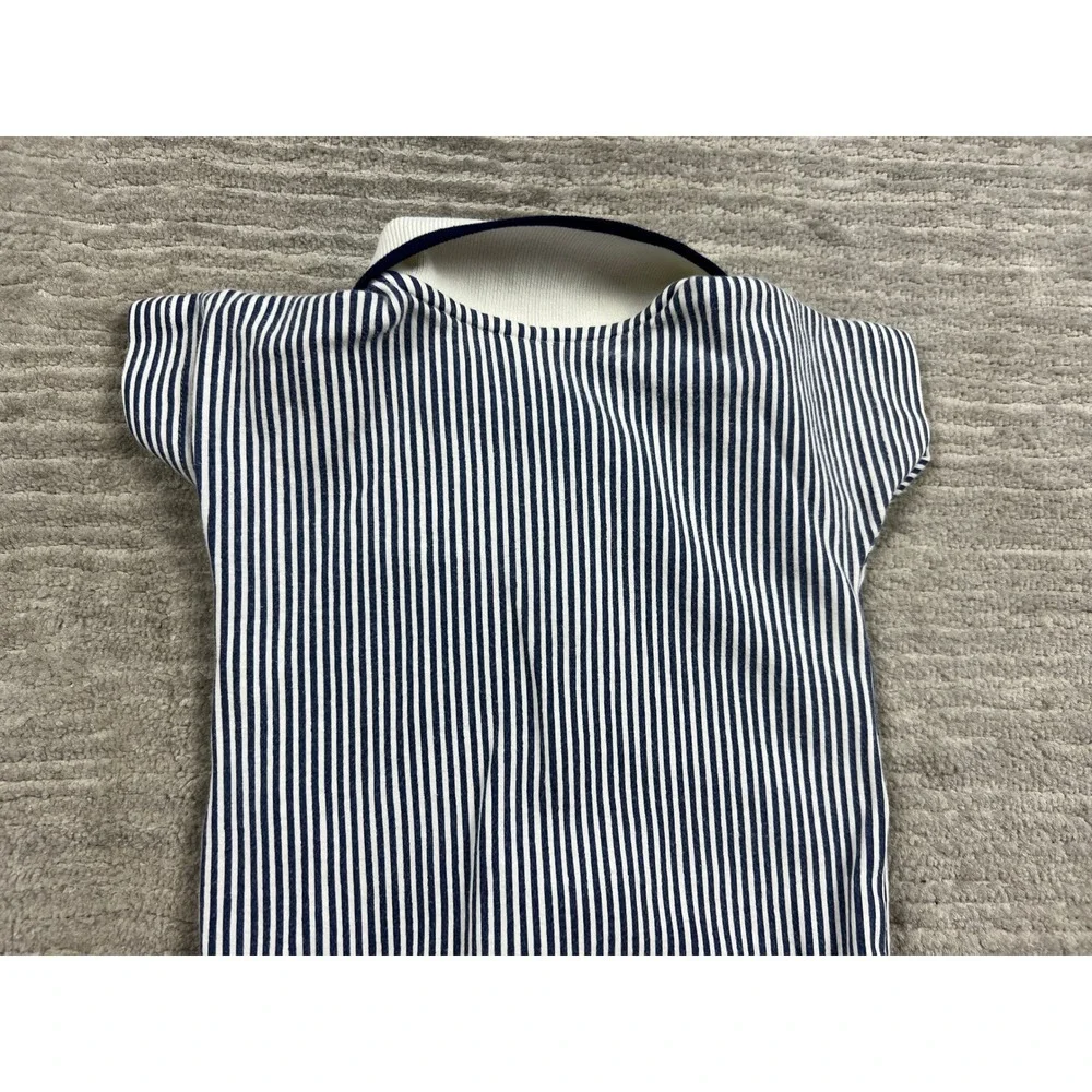 Nannette‎ Polo Bodysuit Baby Boy 3/6M Navy White Stripe Baseball Teddy Bear